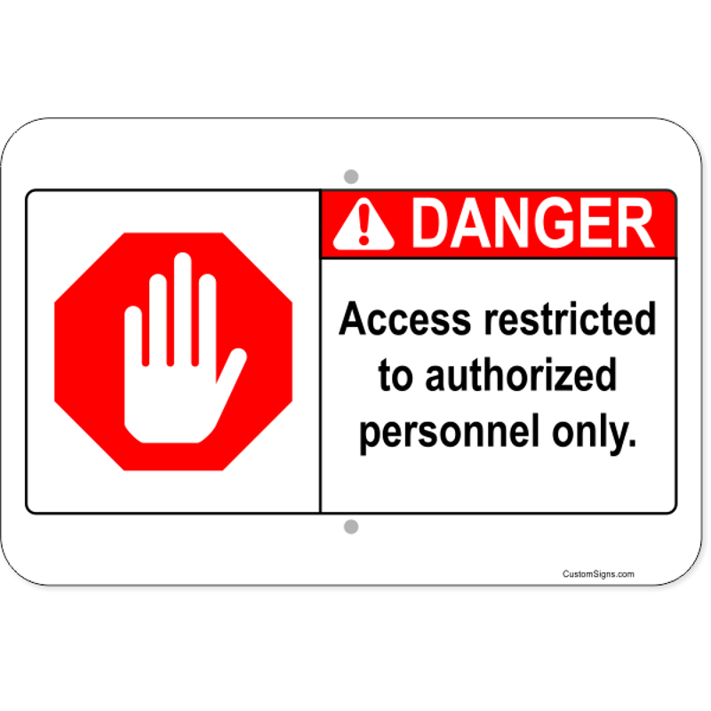 Horizontal Danger Authorized Personnel Aluminum Sign | 12" x 18"