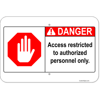 Horizontal Danger Authorized Personnel Aluminum Sign | 12" x 18"