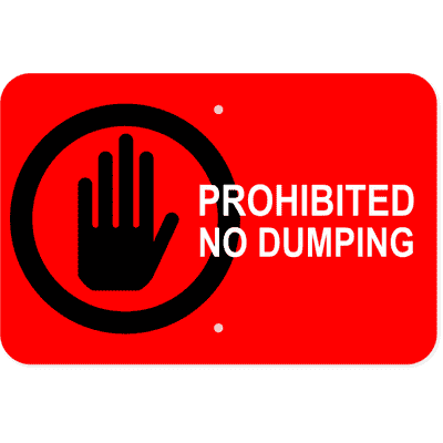 Horizontal Dumping Prohibited Sign