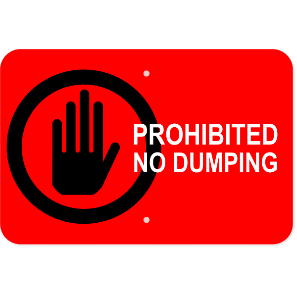 Horizontal Dumping Prohibited Sign