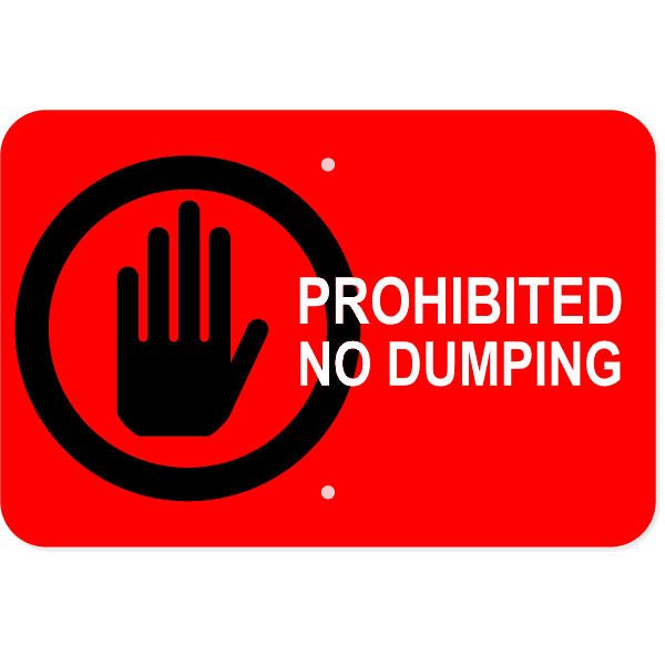 Horizontal Dumping Prohibited Sign
