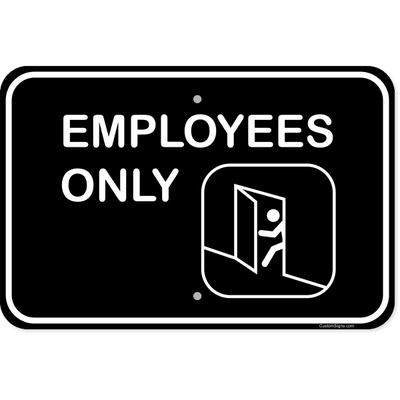Horizontal Illustrated Employees Only Aluminum Sign | 12" x 18"