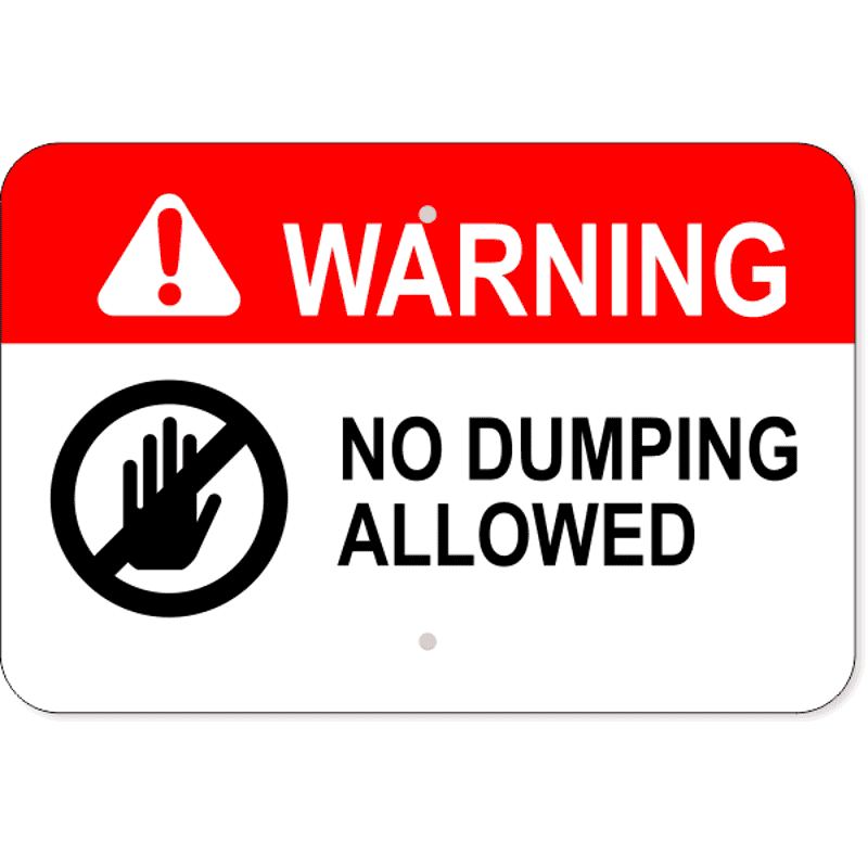 Horizontal No Dumping Allowed Sign