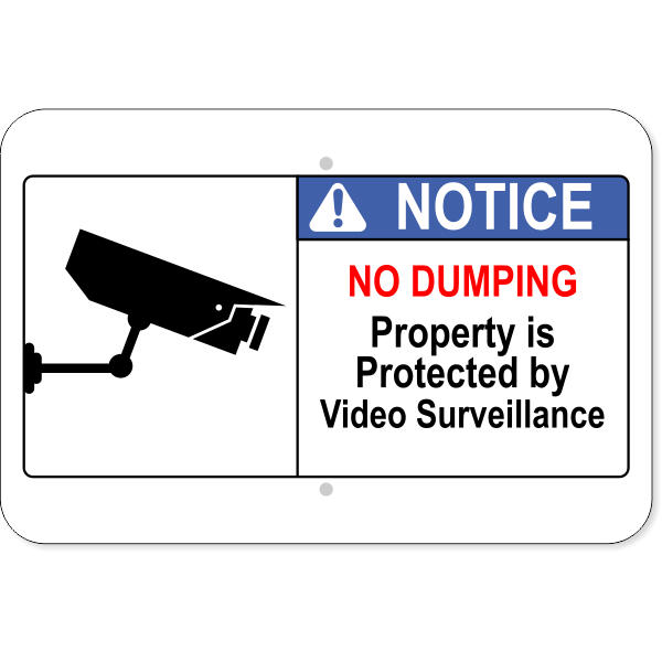 Horizontal No Dumping Video Surveillance Sign