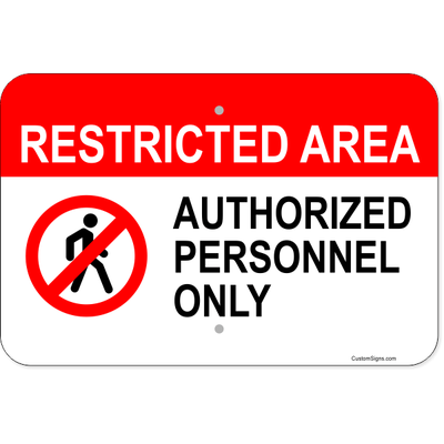 Horizontal Restricted Area Authorized Personnel Aluminum Sign | 12" x 18"