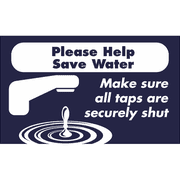 Horizontal Taps Shut Conserve Water Sign