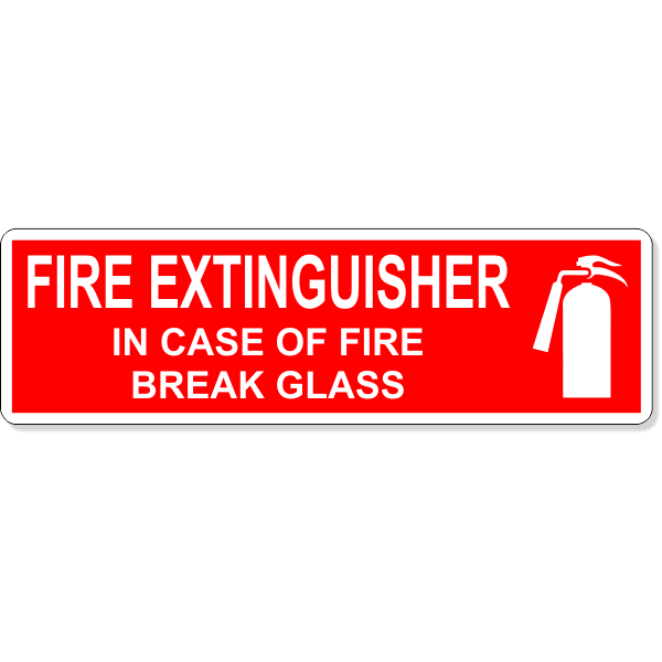 3" x 10" In Case Of Fire Break Glass Fire Extinguisher Decal