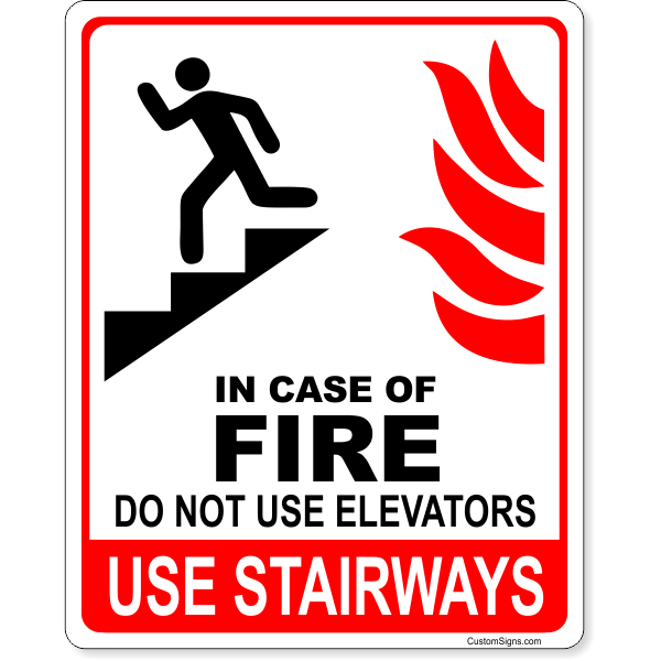 In Case of Fire Do Not Use Elevators Icon 10" x 8" Full Color Sign 
