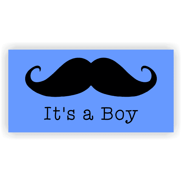 Its A Boy 2" x 4" Mustache Banner 