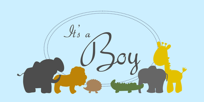 It's a Boy Zoo Animals Baby Shower Banner