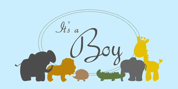 It's a Boy 2" x 4" Zoo Animals Banner