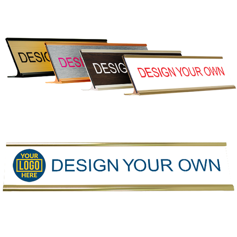 Large Full Color Desk Plate with Left Logo and Holder 