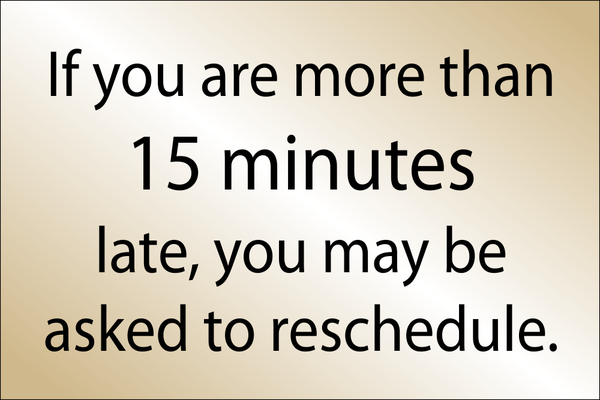Late Arrival Reschedule Appointment 8" x 6" Engraved Sign