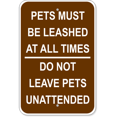 Leashed Pets Aluminum Sign | 18" x 12"