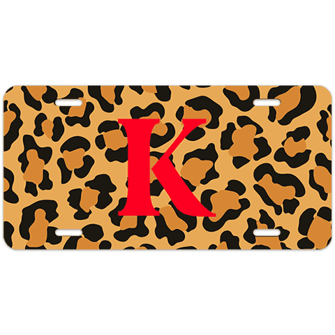 Cheetah Print Custom Monogram License Plate