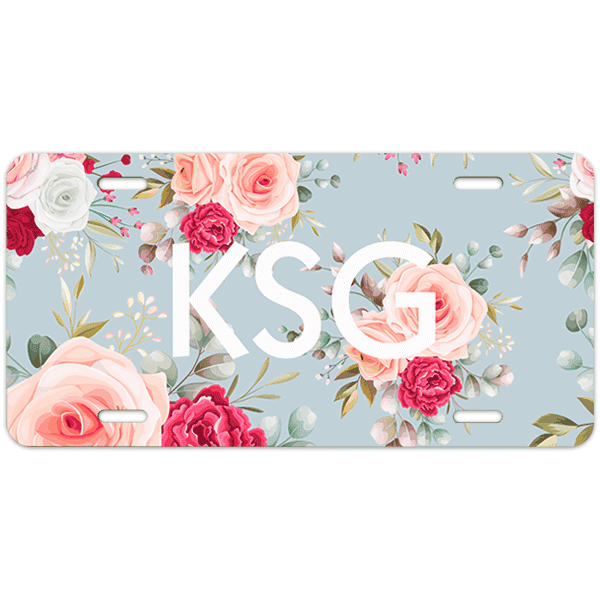 Floral Pattern Custom Monogram License Plate