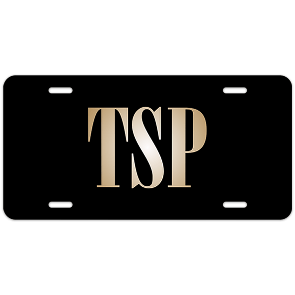 Gold Lettering Custom Monogram License Plate