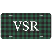 Green Buffalo Plaid Custom Monogram License Plate