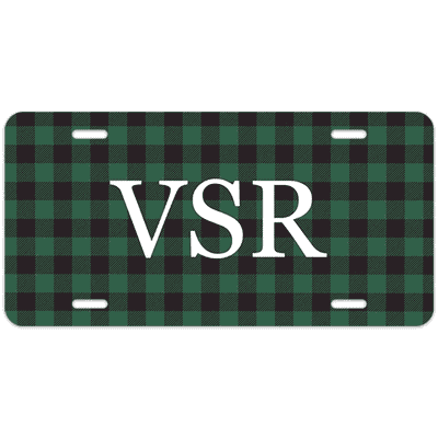 Green Buffalo Plaid Monogram License Plate