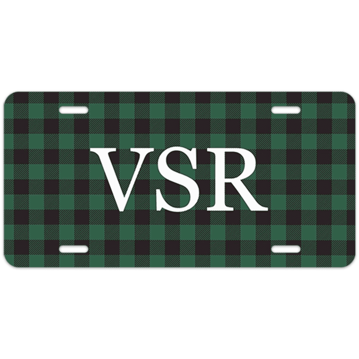 Green Buffalo Plaid Monogram License Plate