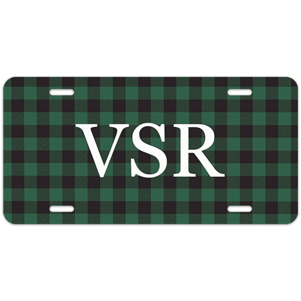 Green Buffalo Plaid Custom Monogram License Plate