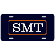 Navy with Orange Frame Custom Monogram License Plate