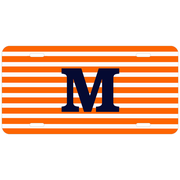 Orange Striped Custom Monogram License Plate
