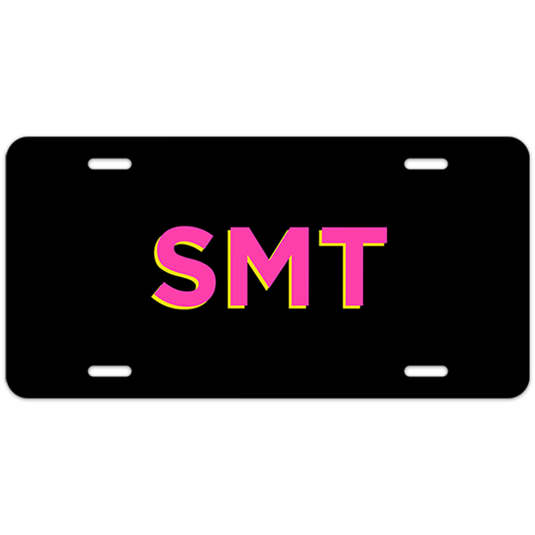 Pink and Yellow Custom Monogram License Plate