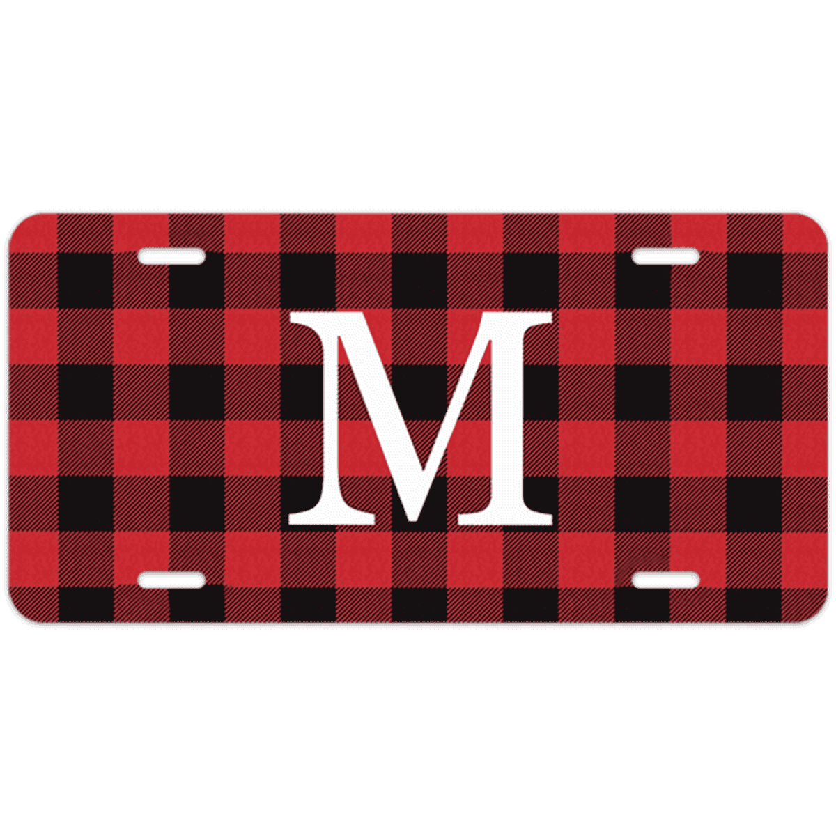 Red Buffalo Plaid Monogram License Plate