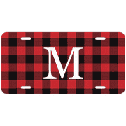 Red Buffalo Plaid Custom Monogram License Plate