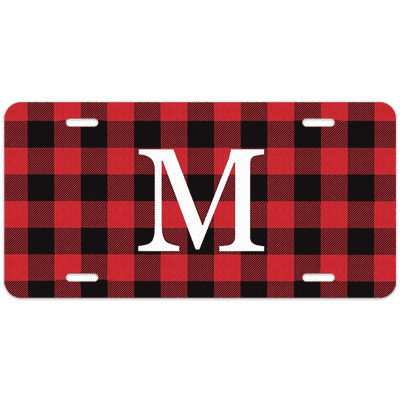 Red Buffalo Plaid Monogram License Plate