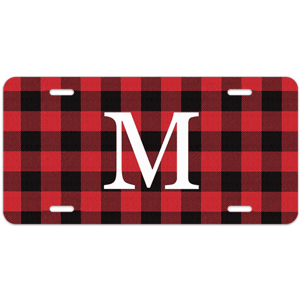 Red Buffalo Plaid Custom Monogram License Plate