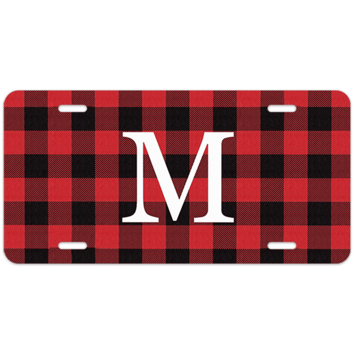 Red Buffalo Plaid Monogram License Plate