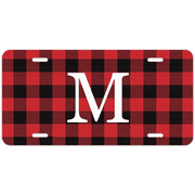 Red Buffalo Plaid Custom Monogram License Plate