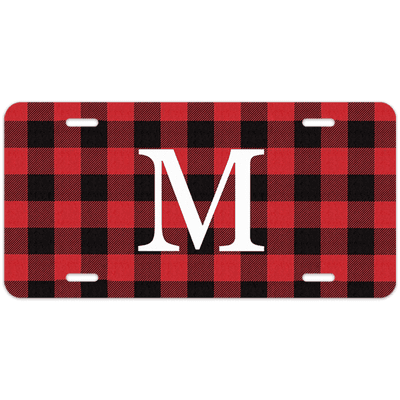 Red Buffalo Plaid Monogram License Plate