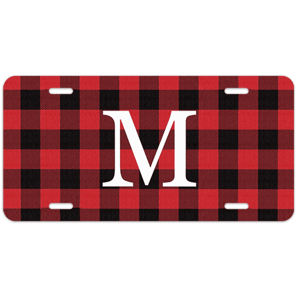 Red Buffalo Plaid Custom Monogram License Plate