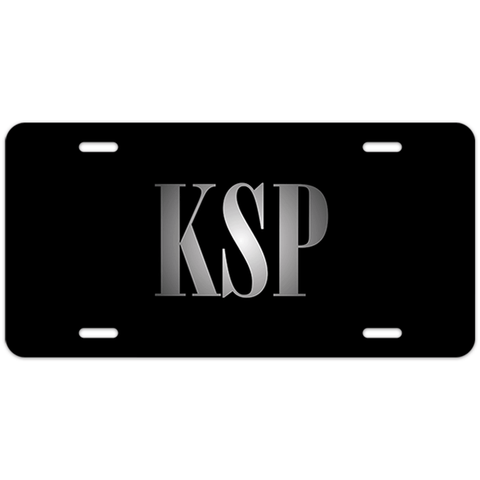 Silver Lettering Custom Monogram License Plate