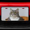 Upload Your Pet Photo Custom Front License Plate of a Cat on Red Car