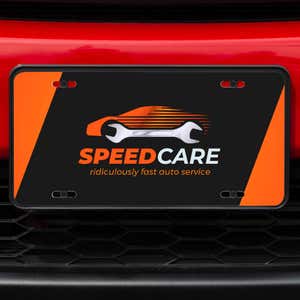 Upload Your Logo Custom Front License Plate on Red Car