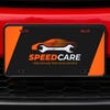 Upload Your Logo Custom Front License Plate on Red Car