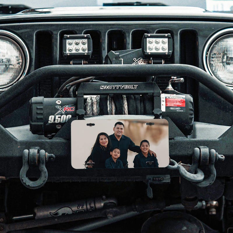 Upload Your Family Photo Custom Front License Plate on Front of Truck Lifestyle Image