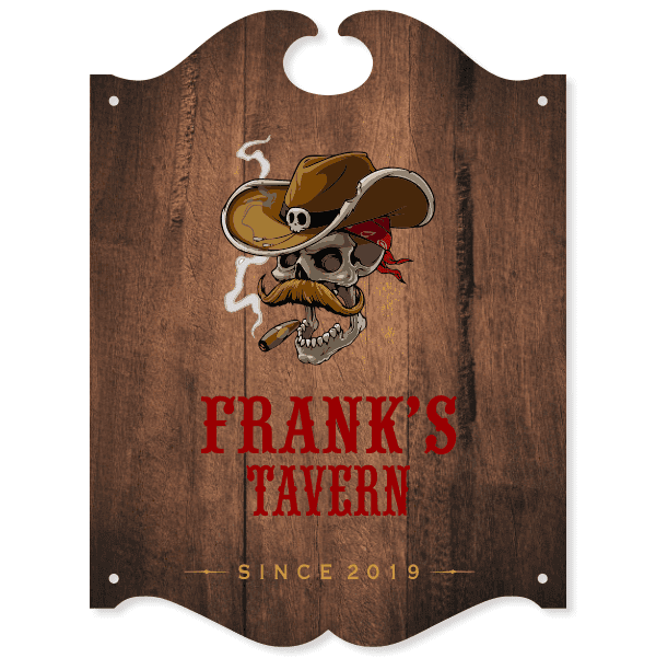 Personalized Smoking Skull 16" x 12" Tavern Sign