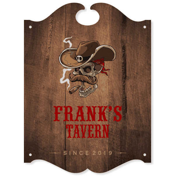 Personalized Smoking Skull 16" x 12" Tavern Sign