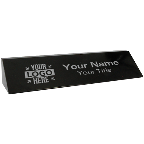 Engraved Black Marble 2" x 10" Desk Name Plate