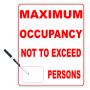 Maximum Occupancy Do Not Exceed 8" x 10" Dry Erase Sign
