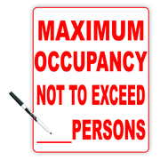 Maximum Occupancy Number 8" x 10" Dry Erase Sign