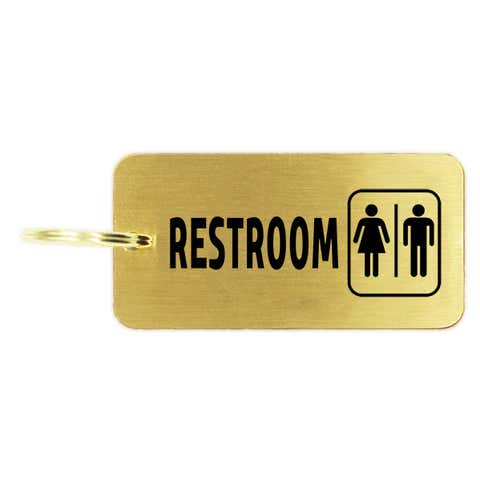 Men/Women Restroom Icon Brass Key Chain