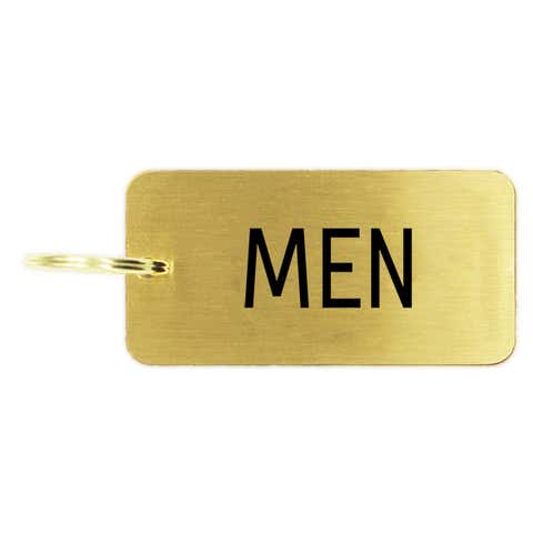 Men's Restroom Brass Key Chain