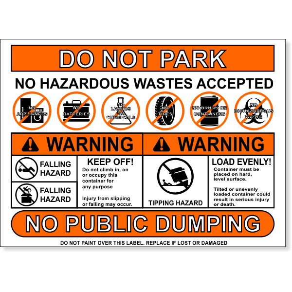8" x 11" Multi Message Container Safety Decal