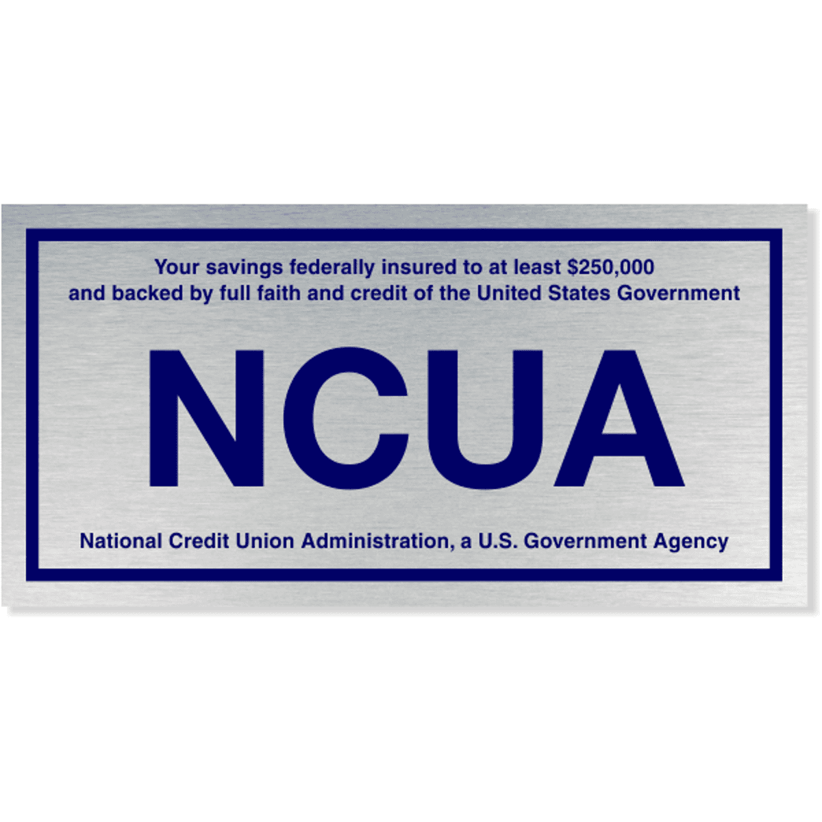NCUA Blue / Silver Aluminum Wall Plate | 4" x 8"